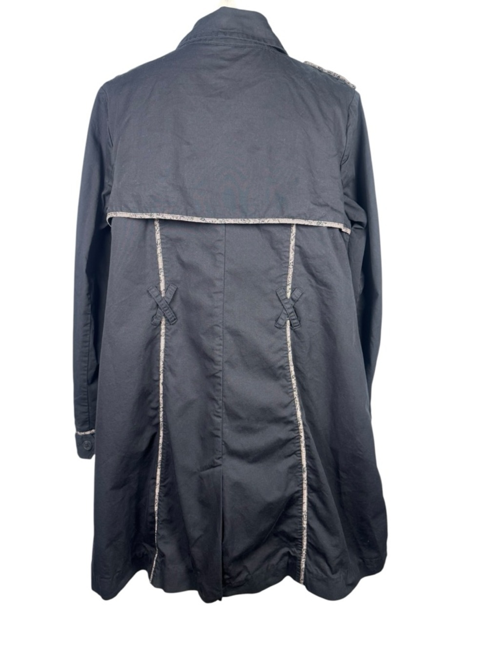 Jason Wu for Target Trench Coat Black Double Breasted Cotton Size L - Picture 7 of 13